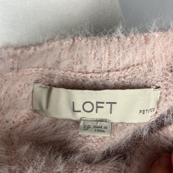 LOFT Petites Pink Fuzzy Romantic Balletcore Short Sleeve Sweater Womens Size SP - Picture 6 of 7
